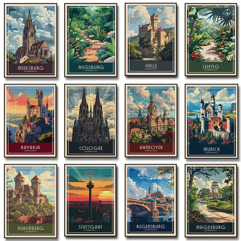 Germany Travel Architectural Attractions Prints And Posters Vintage Living Room Home Decor Aesthetic Art Wall Canvas Painting