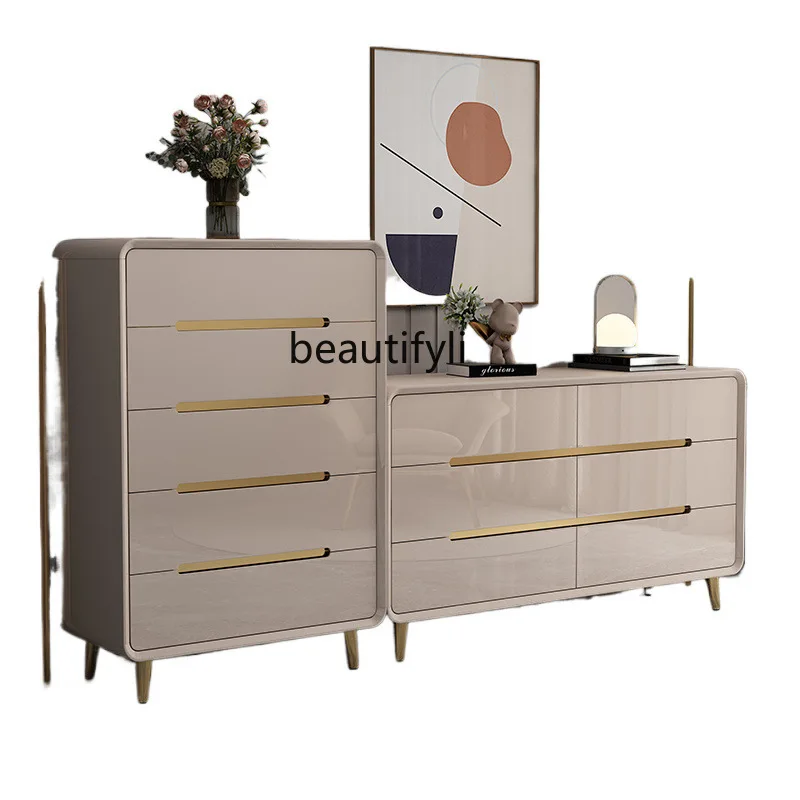 

Cream style bedroom chest cabinet locker simple modern simple light luxury style