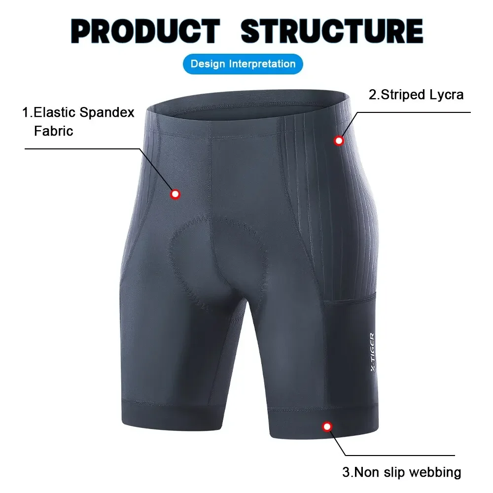 X-TIGER  Cycling Shorts Men Double Arrow Cushion Pad MTB Road Anti Slip Bike Shorts 7 Hours Ride Breathable Lycra Shorts
