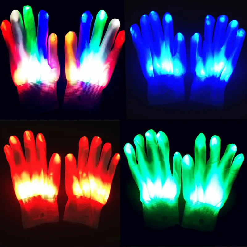 Light Up Gloves Finger Lights Colorful Flashing LED Gloves luminous gloves for man women Carnival Party performance dance props