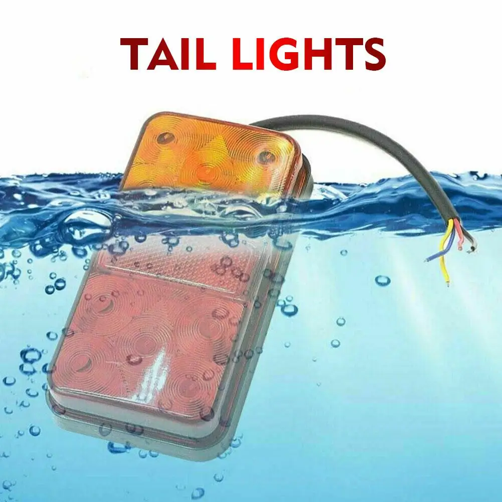 1Pair 12V/24V Rear Stop LED Lights Tail Brake Indicator Truck Van Lamp Trailer Light Waterproof For Trailer Caravans Boats