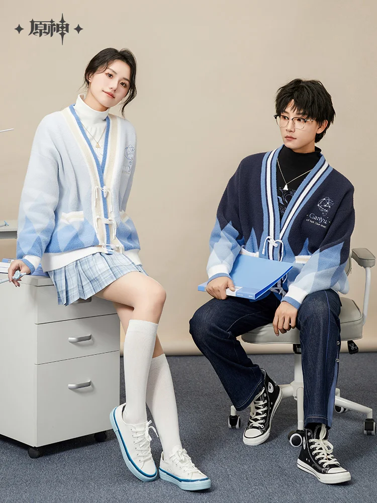 Official MiHoYo Genshin Impact Ganyu Impression Series Knitted Cardigan Costumes Doujin Knit Shirt Cosplay Couple Sweater Gift