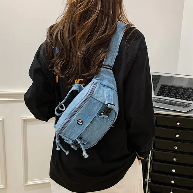

New Denim Cotton Women Messenger Bag Ladies Casual Tote Soft Shoulder Crossbody Bags Daily Cloth Purse Female Travel Handbag