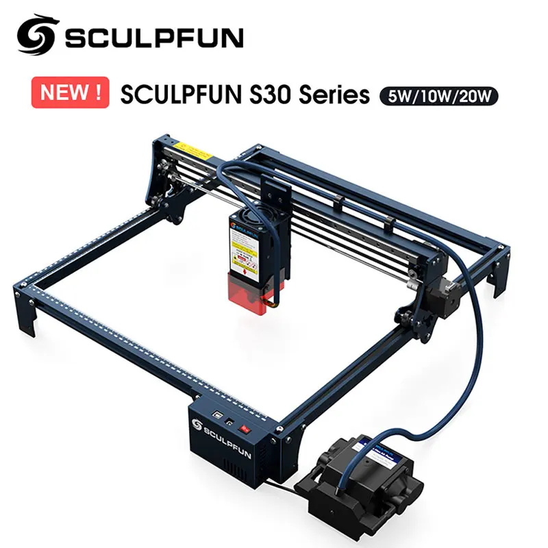 sculpfun s30 pro max s30 pro s30 gravador a laser com sistema automatico de assistencia a ar 20w maquina de gravura 410x400 mm area de gravacao 01