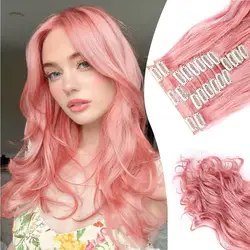 Pink Hair Extensions 12Pcs Clip in Hair Extensions 22 Inches Long Curly Hair Extensions Clip ins Soft Synthetic Hair Extensions