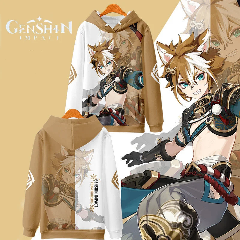

Game Genshin Impact Hoodies Gorou Cartoon Cosplay Costume Zipper Hoodie Sweatshirts Jacket Men Women Sweater Coat Pullovers Tops