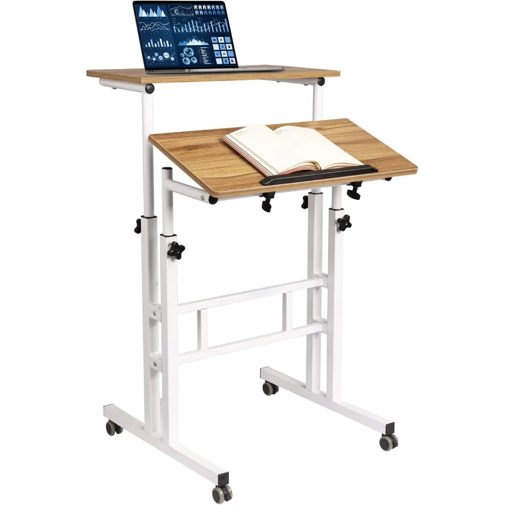 Small Standing Desk, Mobile Standing Desk Adjustable, Stand Up Desk for Over Treadmill & Drawing