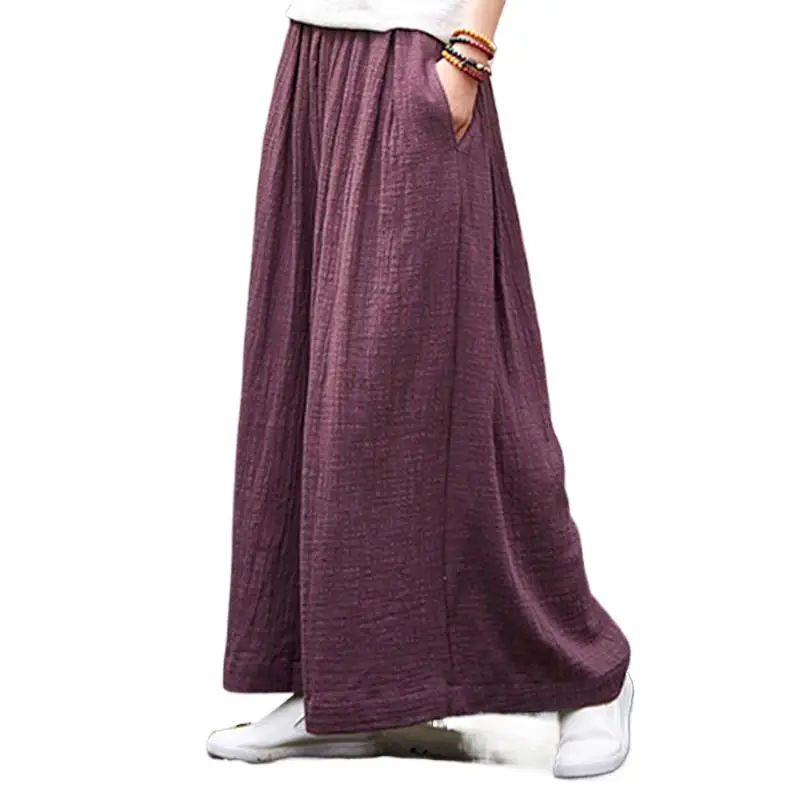 New 2024 Autumn women loose casual cotton linen wide leg joggers,Brand sorft pleated Women casual Harem Pants plus size 5XL