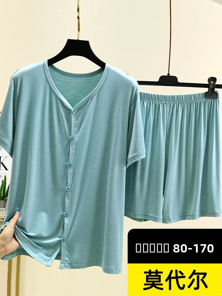 

Modal ort Sve Home Clothes Set Women Summer Casual Outerwear Open Cardigan orts Loose plus Size Nightgown Two-Piece Set