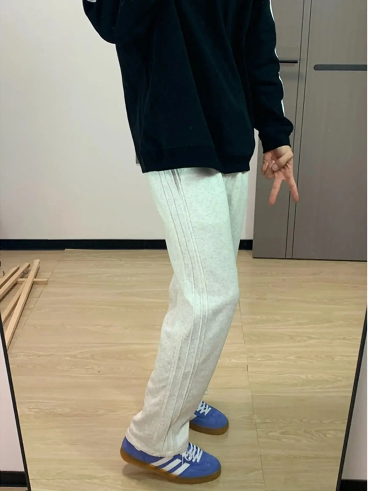 

Men's Casual Sports Pants Summer Heavyweight American Sle Side Stripe Floral ey Casual Loose Fit Long Straight Tube Pants