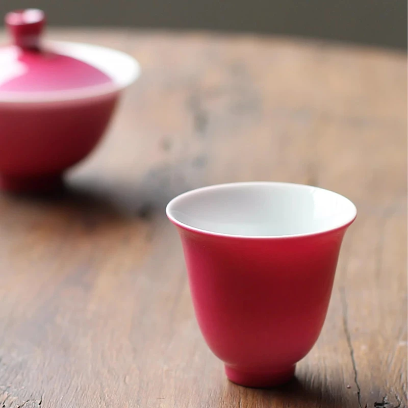 Ceramic Tea Cups Tea Sets Single Cup Owner Cup Tea Tasting Cup Rouge Red Glaze Tea Cup Special Price Rouge Red Tea Cup
