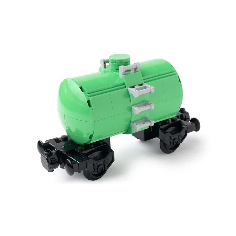 도시 자동차 모델 MOC 빌딩 블록 철도 녹색 탱크카 모듈형 기술 어린이 휴일 선물 조립 장난감 세트