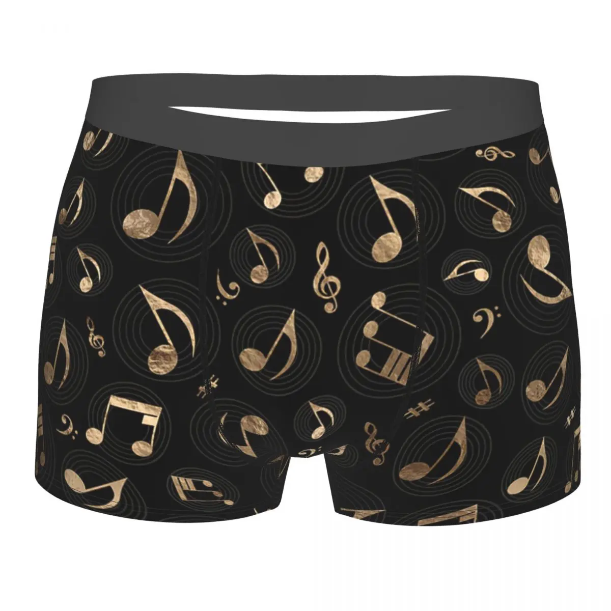 

Music Pattern - Black And Gold Underpants Breathbale Panties Male Underwear Print Shorts Boxer Briefs