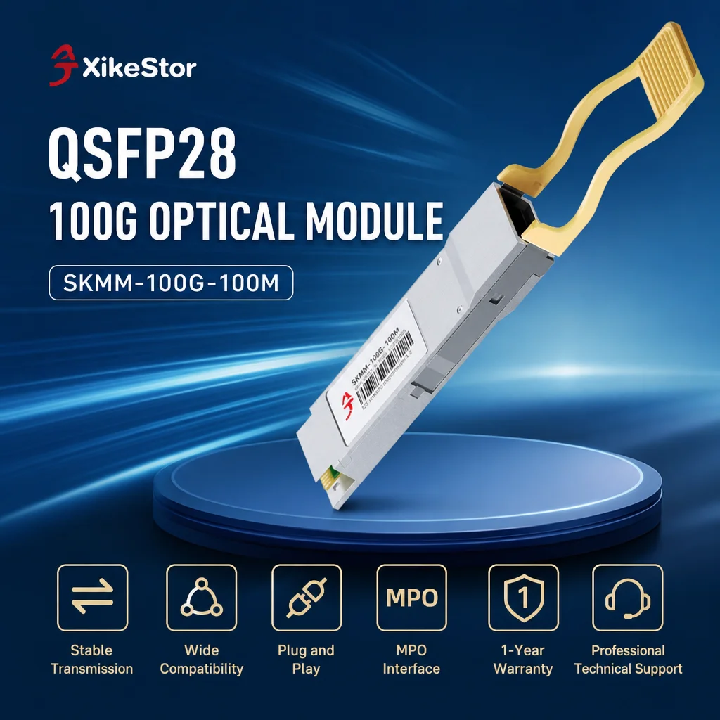 XikeStor SKMM-100G-100M 100G QSFP28 SR4トランシーバー 850nm 100MマルチモードファイバーMPO DDM 100GBASE-SR4 データセンタースイッチ用