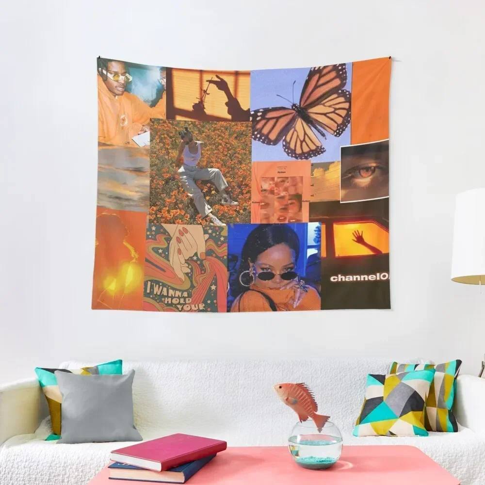 

Orange Aesthetic Picture Collage Wall Tapestry Aesthetic Decoration Decoration Pictures Room Wall Tapestry