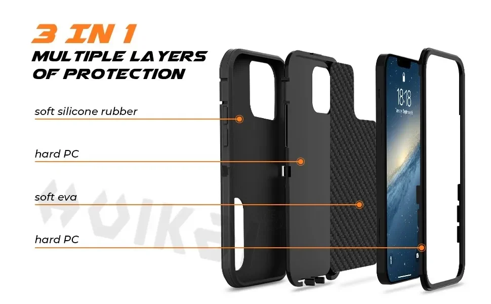Hülle für iPhone 18 Pro Max 17e 17 Pro Max 16 Pro 15 14, robuste Stoßdämpfung, vollständiger Körperschutz, Silikon-Gummi-Cover – Detail 4