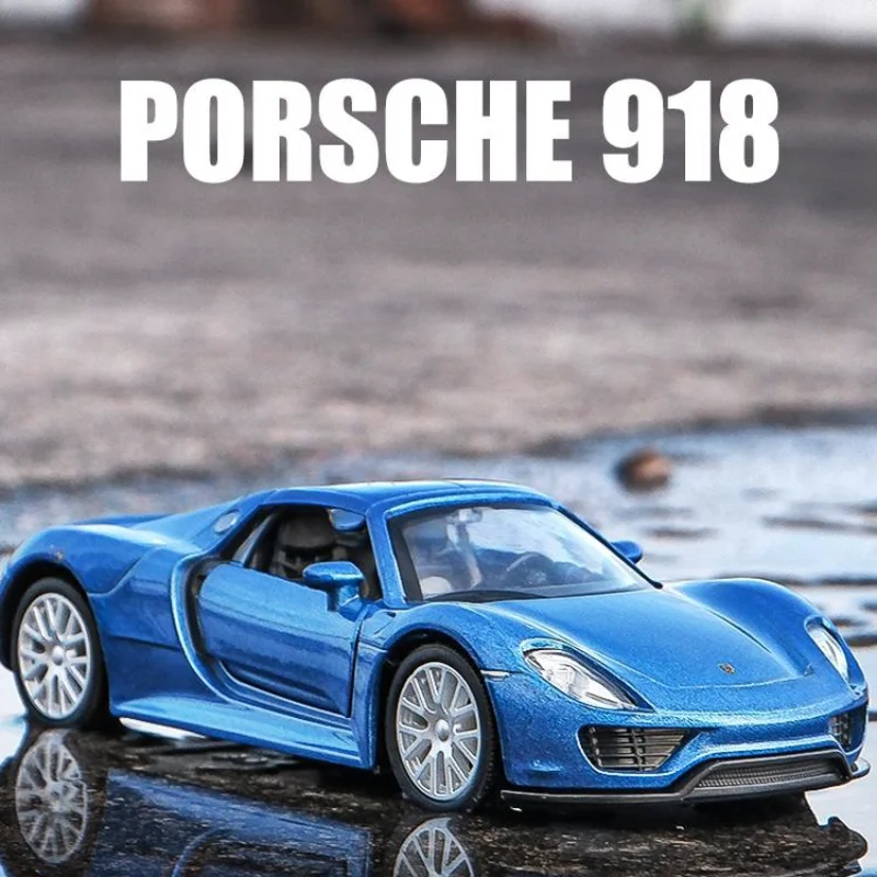 

1/36 Porsche 918 Spyder Convertible Toy Car Model For Children RMZ CiTY Welly Diecast Miniature Pull Back Collection Gift Boys