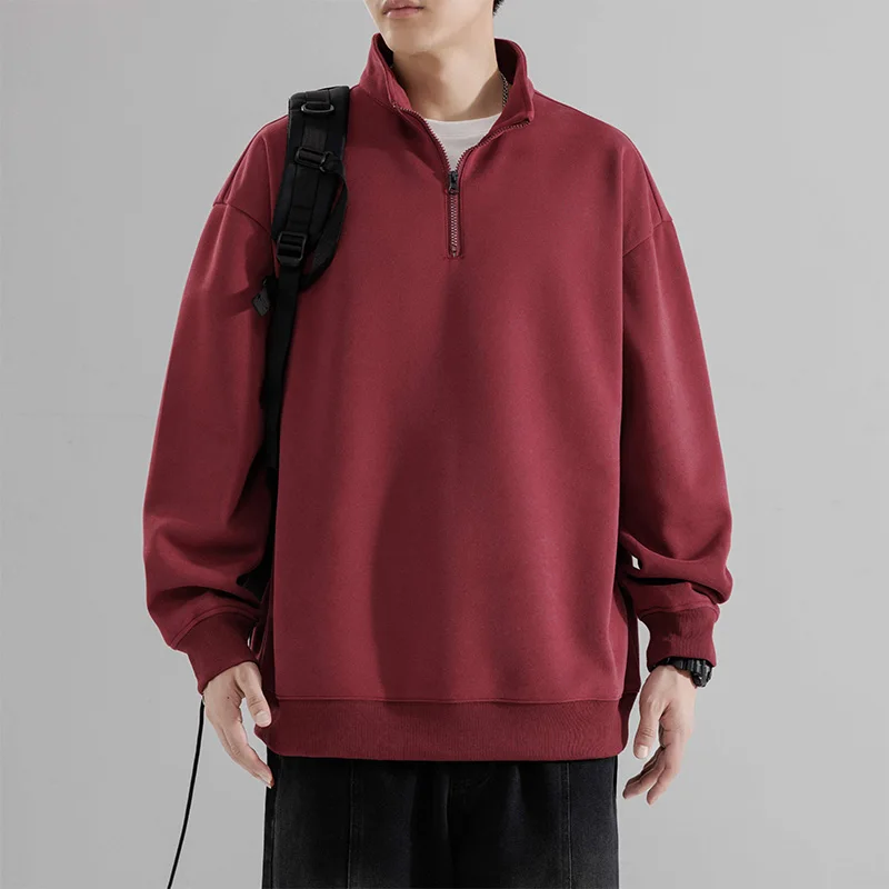 2026 Autumn Men's Button-Up Short-Sleeved Zippered Youth Hoodie Fashion Trend Hoodie