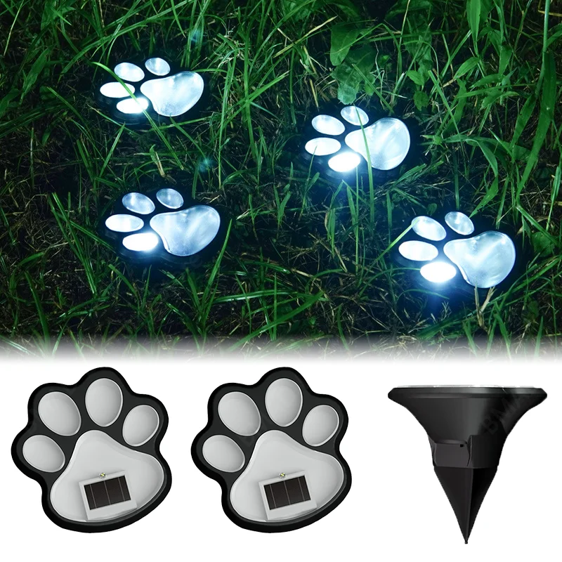 

Dog Cat Paw Solar Lights Outdoor Paw Print Pathway Lights Automatic On Off Waterproof LED Lamps for Garden Yard Decor