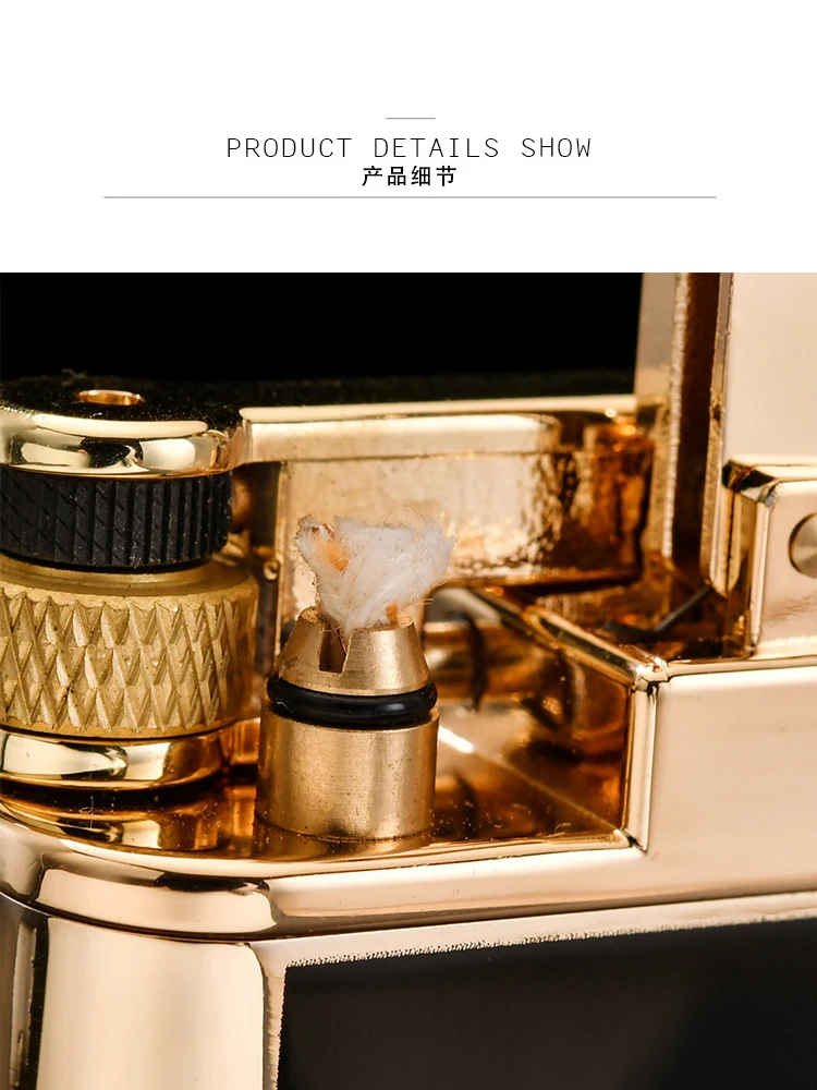 Chief Brass Liquid Lighter Creative Slide Ignition Metal Gasolin e Lighter Refuelable Vintage Classic Lighter