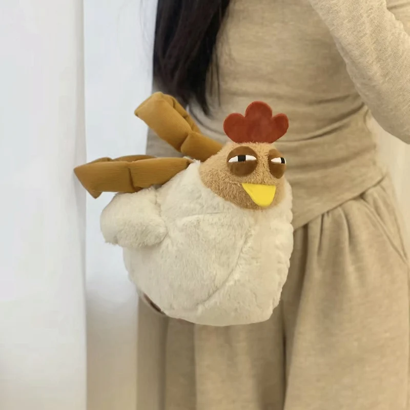 32cm Funny Chickens Plush Bag Cute Cartoon Chicken Crossbody Shoulder Bag Travel Satchel Purse for Women Girl Gift Handbags Bags