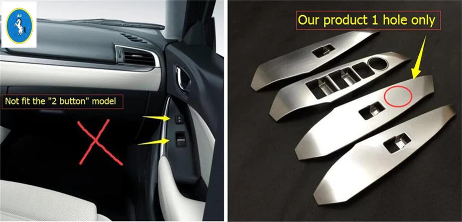 Auto Door Armrest Glass Window Lift Button Switch Control Decor Panel Cover Trim For Mazda 6 Sedan & Wagon 2016 2017 Accessories