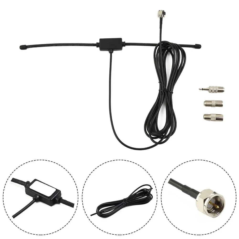 Antenna With Connector Adapter DAB FM Radio Antenna FM Dipole Aerial Audio Plug Connector Indoor Music System Antenna