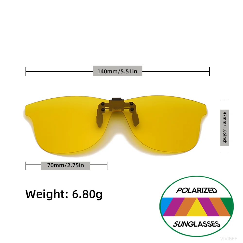 VIVIBEE Flip Up Clip On Nachtsichtbrille Polarisierte Männer Fahren Gelbe Sonnenbrille Frauen UV400 Angeln Universal Clips – Detail 3
