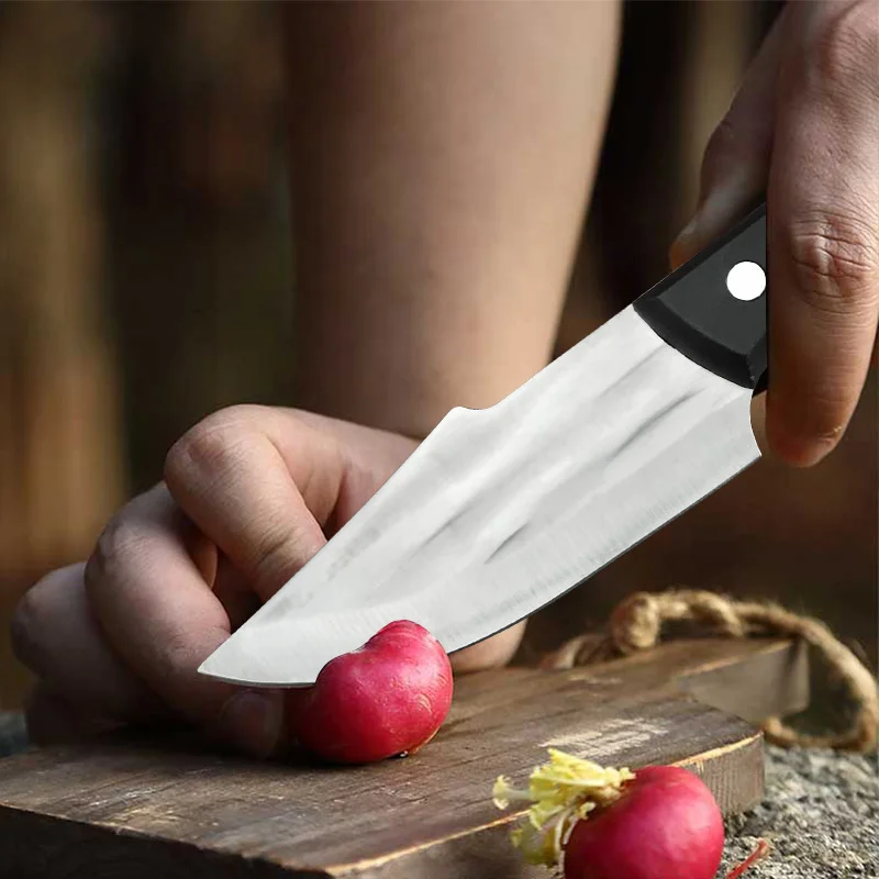 Stainless Steel Boning Knife Hand-forged Kitchen Butcher Meat Cleaver with Cover Plastic Handle Professional Cooking Knife