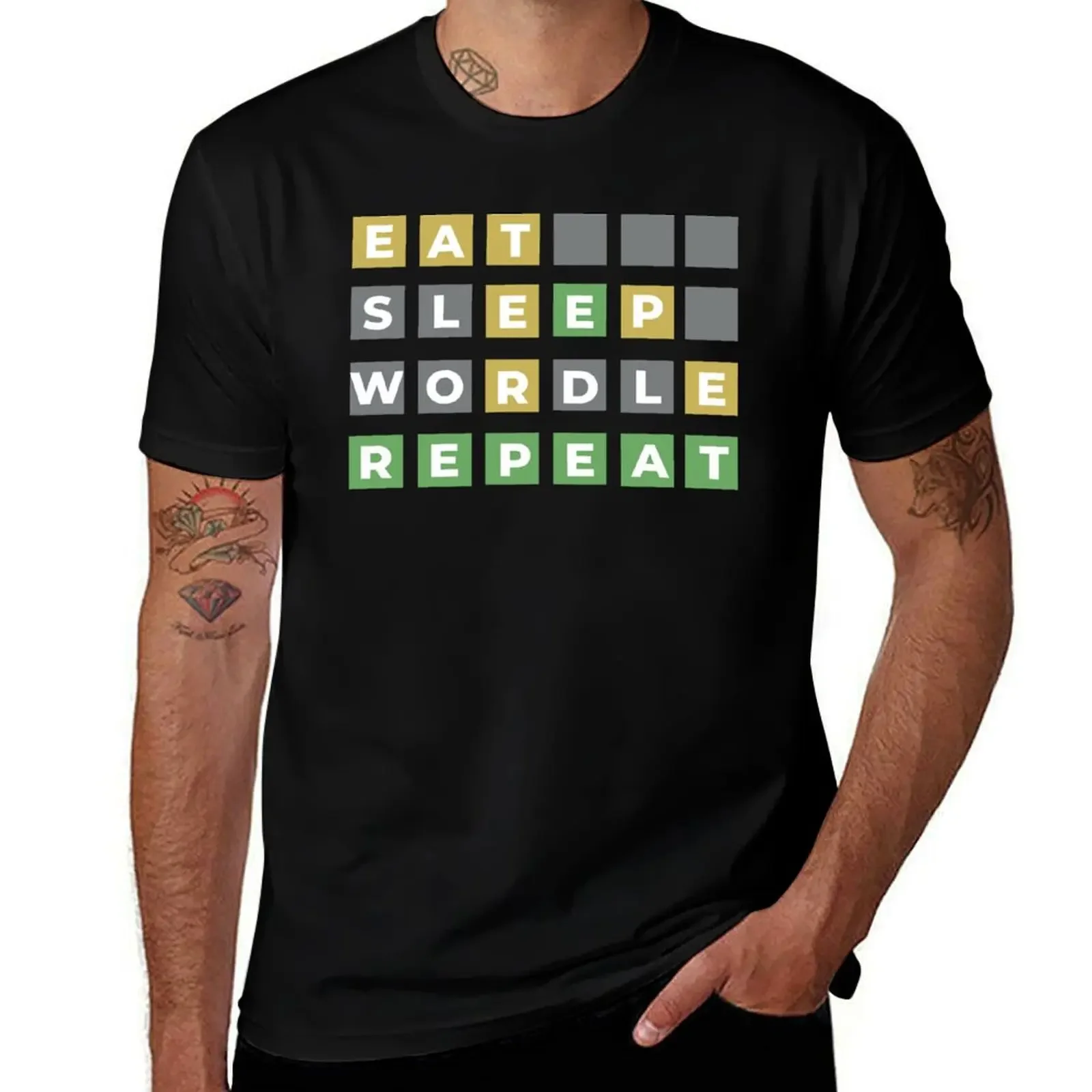 Eat Sleep Wordle Repeat, Funny Wordle, Puzzle Games T-Shirt anime shirt oversizeds vintage graphic tee Short sleeve tee men