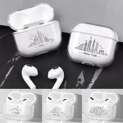 Simple Lines Dubai Paris New York Airpod Cases 3 for 2 1 Pro Pods Gen Air Pods Pro Cover City Case Earphone Box Coque