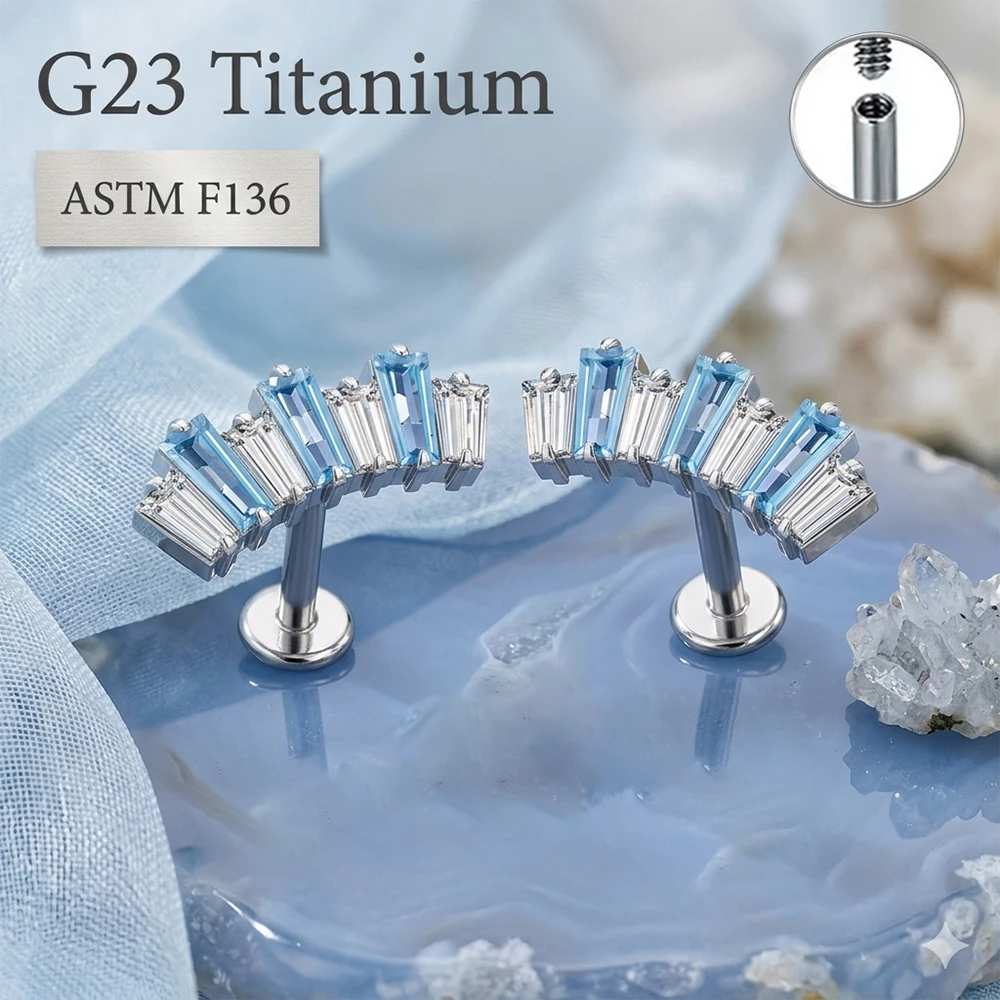 

Wholesale 1/5pc G23 Titanium Hypoallergenic Earrings Studs for Women Dainty CZ Inner Thread Cartilage Helix Ear Piercing Jewelry