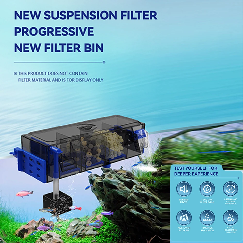 

Dual-Sided Suspension Oxygen Pump Filters Hanging Wall Mounted Fish Tank Filtration Water Aquarium Low-noise Filter Circulating