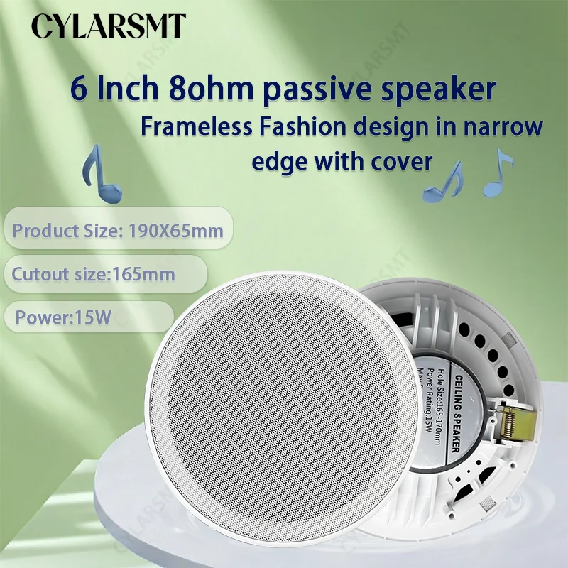 

6 Inch 8ohm Full Range Stereo Sound Ceiling Speaker Passive Home Background Music System for Office Kitchen Living Room