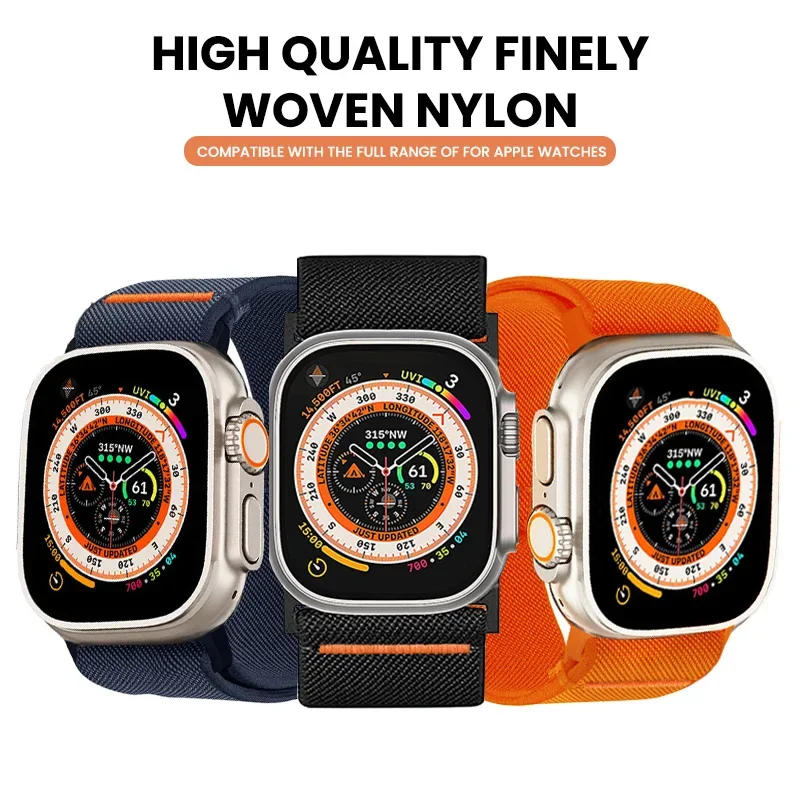 Nylon Loop Strap for Apple Watch Ultra 2 Band 49mm 44mm 42mm 9 8 7 45mm 41mm 40mm Braided Bracelet for IWatch Series 6 SE 5 4