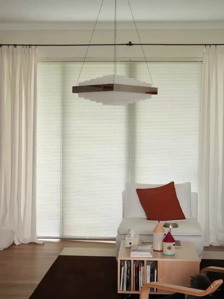 Modern minimalist vintage Bauhaus personalized minimalist ice grid acrylic stainless steel square pendant light