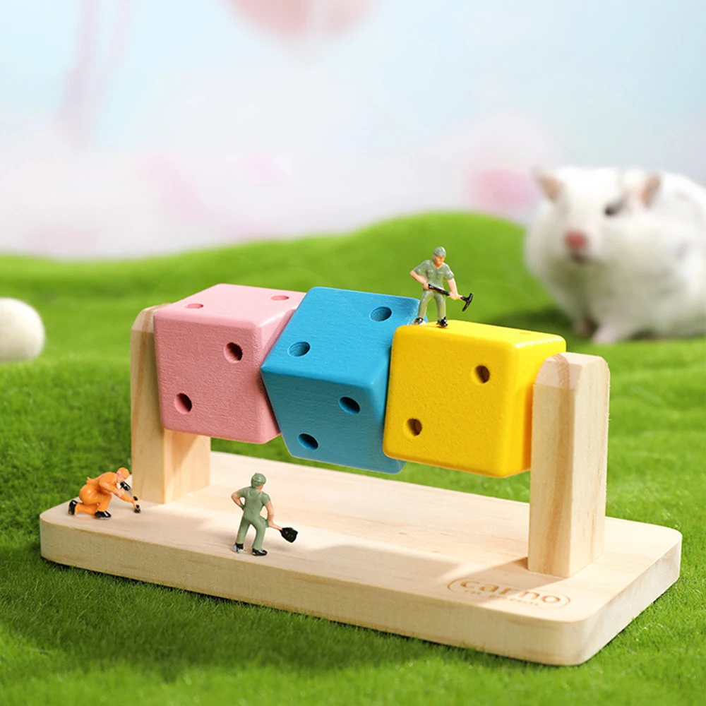 1PC Hamster Chew Toy Wood Platform Grinding Teeth Toys Exercise Intelligence Training Colorful Wooden Block for Small Animals view 4