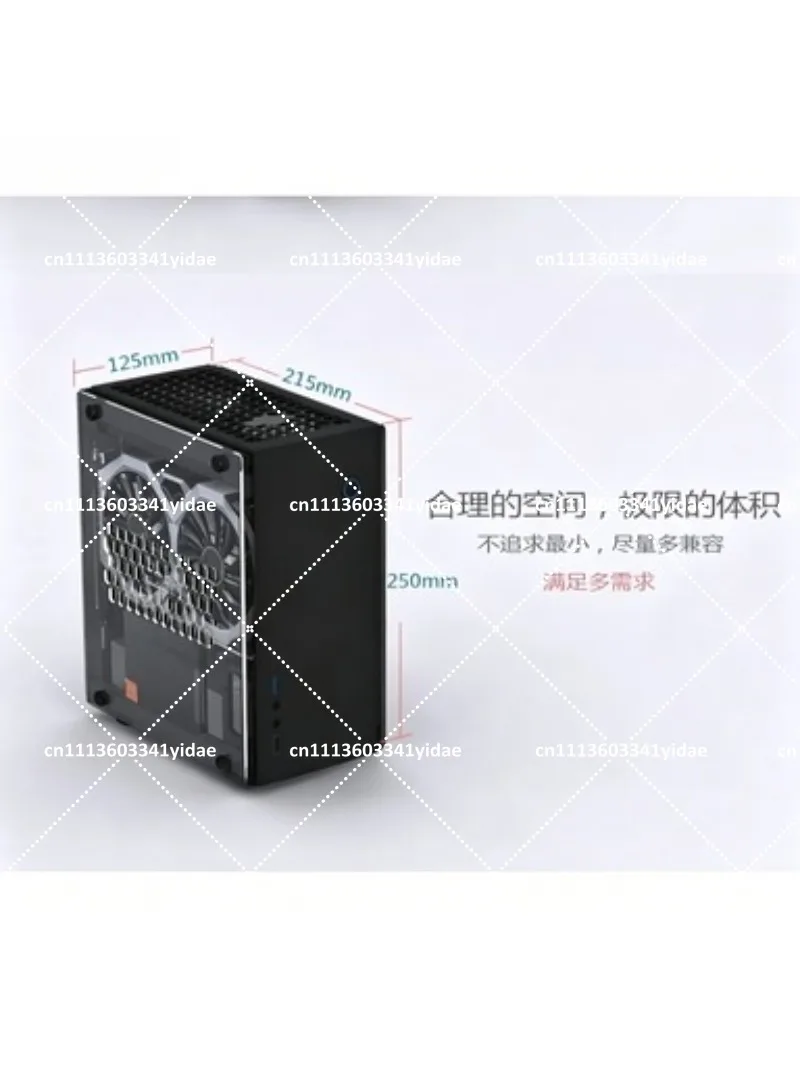 Mini ITX Side Transparent Chassis, Small 1U Power Supply A4 Case, Non-Aluminum Computer Case Only