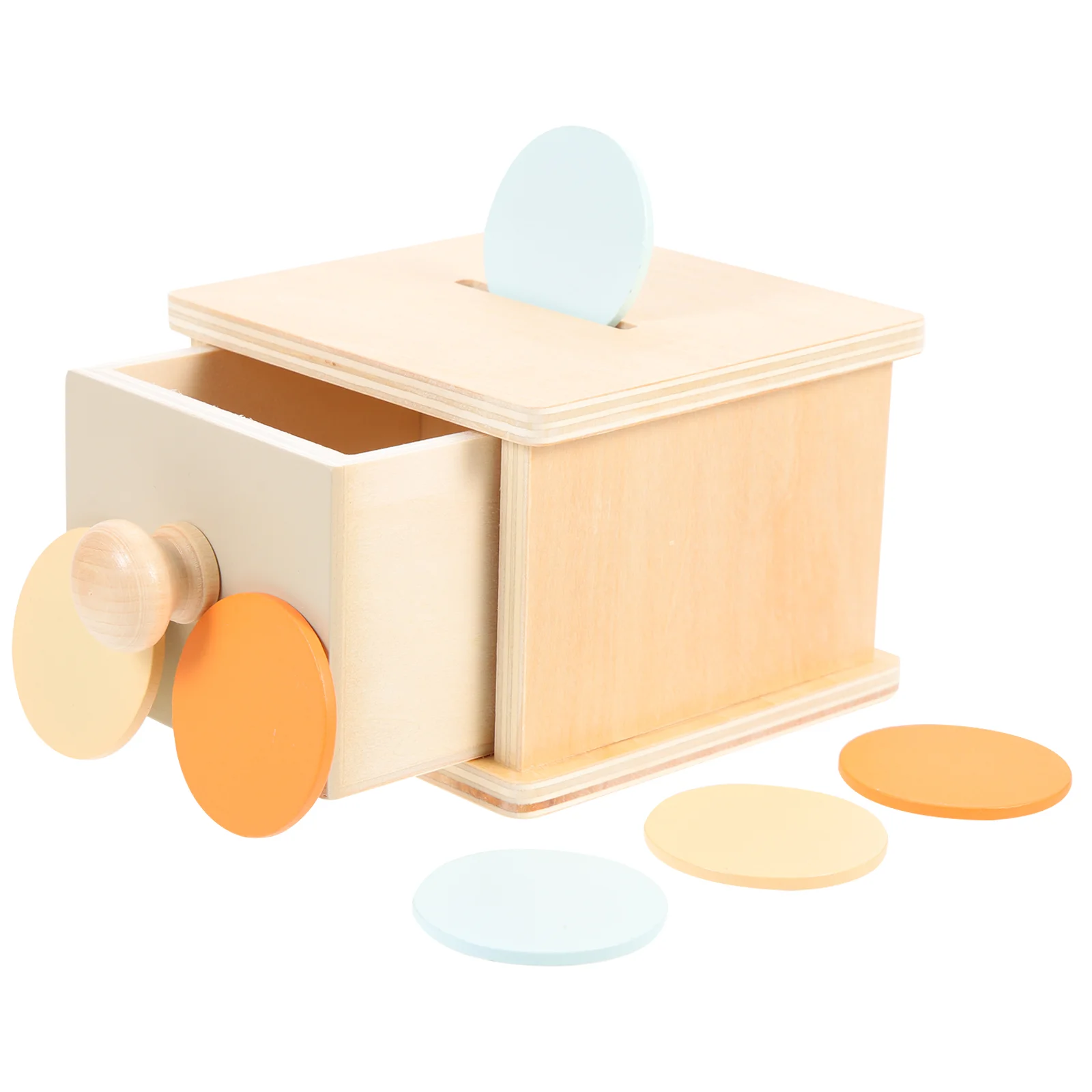 Coin Box Toy Intellectual Motor Skills Training Pocket Smooth Surface Toddlers Color Cognition Wood