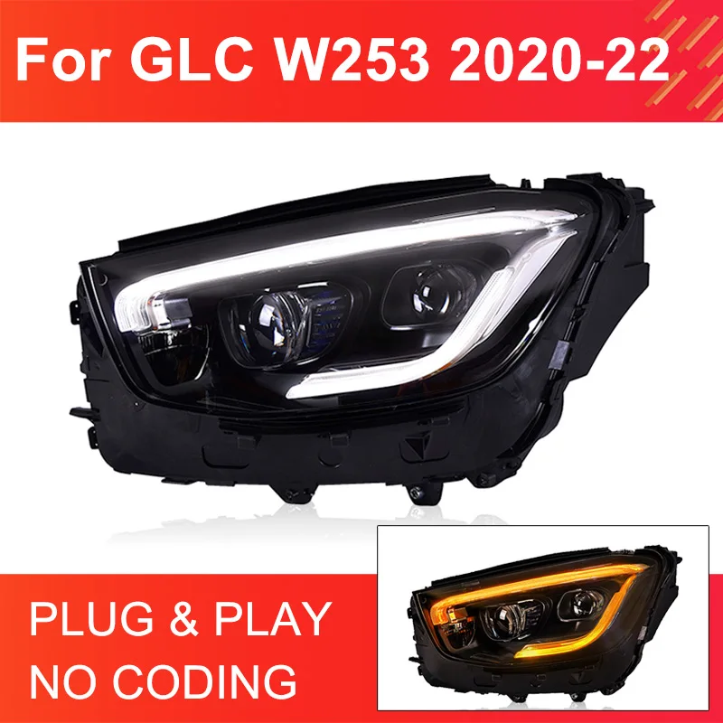 

1 Pair LED Headlight Assembly for Benz GLC W253 2022 Headlights Plug and Play LED DRL Turning Projector Lens Front Head Lights