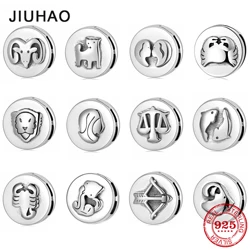 Fine Charms 925 Sterling Silver 12 Constellation Star Zodiac Clips Beads Charms Fit Original Reflections Bracelet Jewelry Making