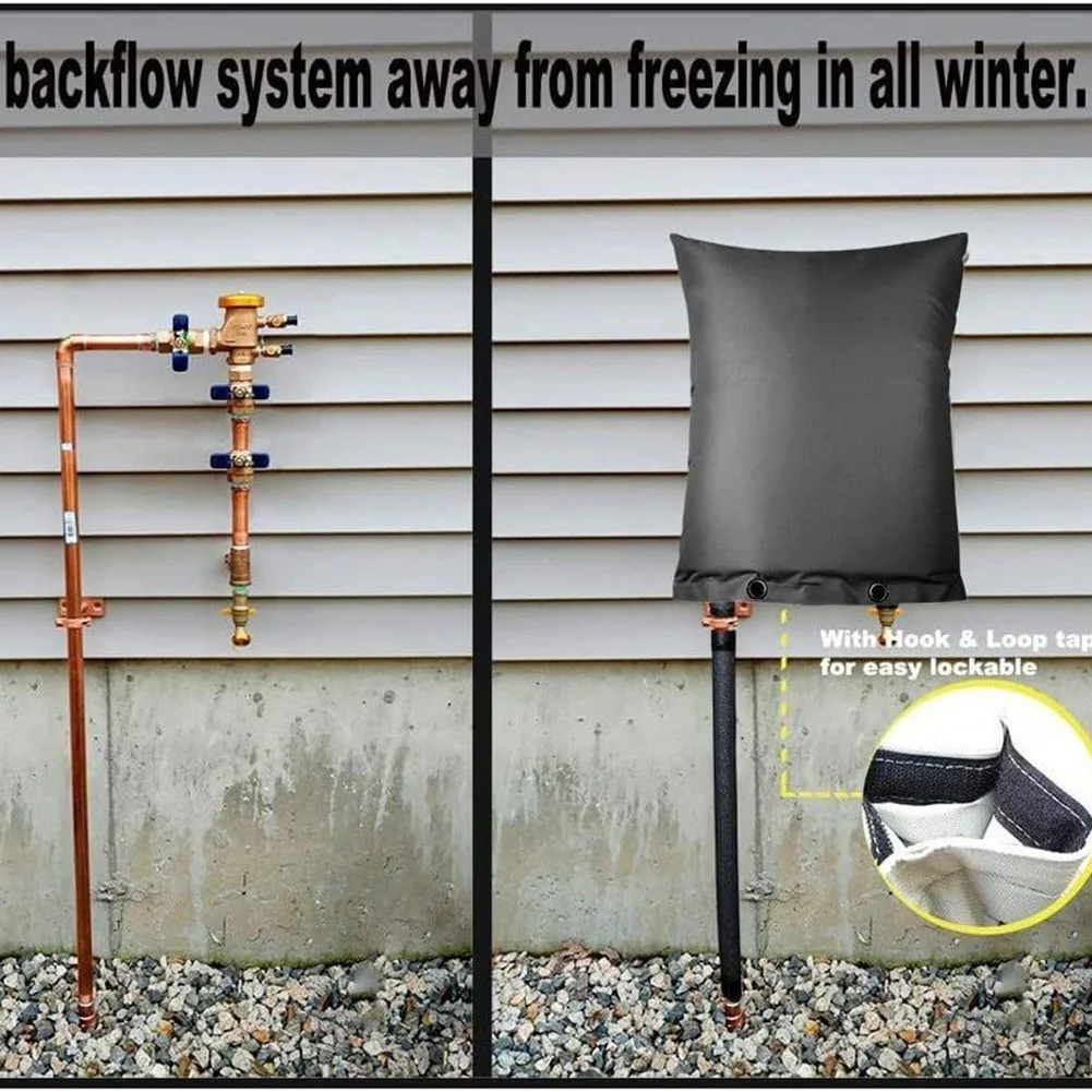 600D Oxford Fabric Insulated Backflow Preventer Cover 43 53cm Outdoor Pipe Sleeve for Freeze Damage Prevention