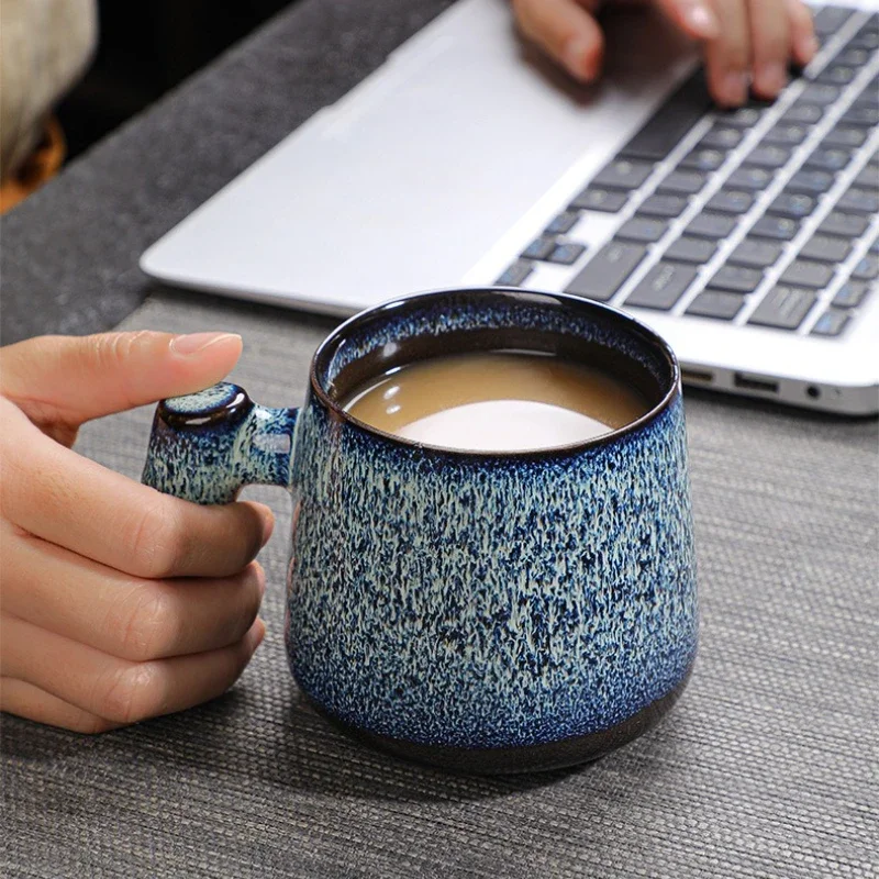Kiln-changed ceramic wood handle mug office coffee cup creative tea cup personalized household milk cup