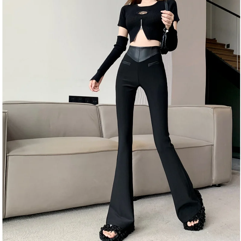 

Women Black Casual Pants Streetwear High Waist Wide Leg Pants 2024 NEW Fashion Y2K Style Female Winter Straight Trousers