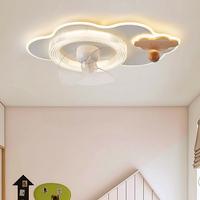 Cloud children's fan light, bedroom ceiling light, all copper motor shaking function, intelligent simple wood fan lamp