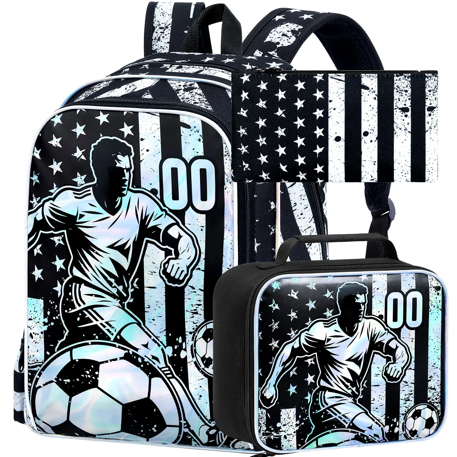 

Набор футбольных рюкзаков для подростков: прочный, вместительный школьный рюкзак с пеналом и сумкой для обедов – стильный аксессуар для школы.