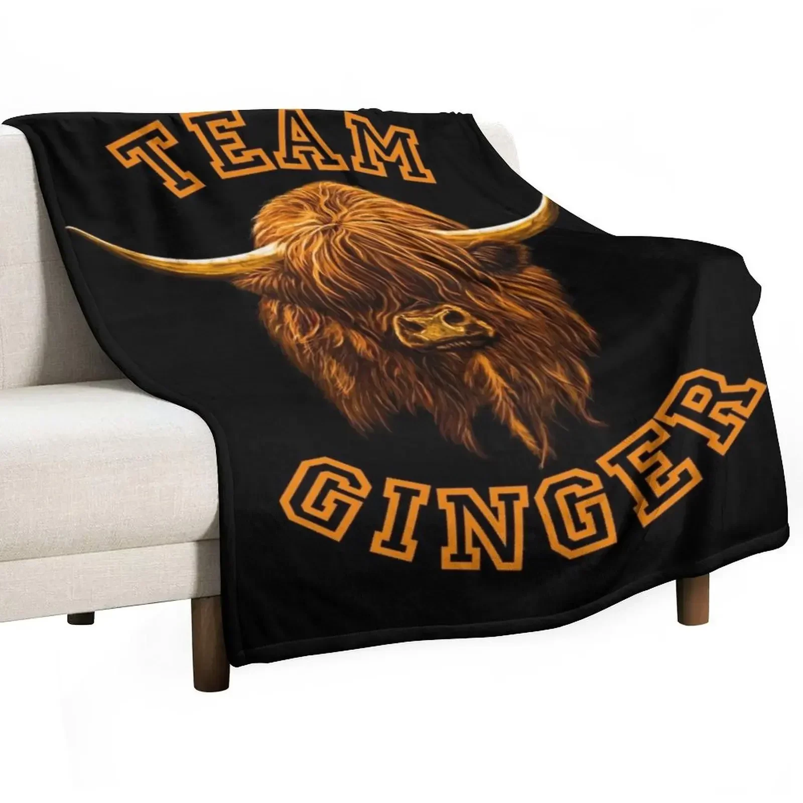 Team Ginger Scottish Highland Cow Throw Blanket Soft Beds Luxury Throw Decoratives Cute Plaid Blankets