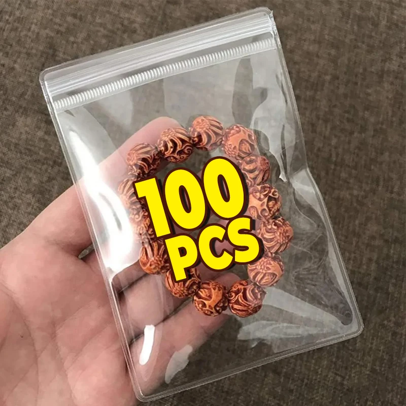 

10/100pcs Transparent PVC Jewelry Pouches Zip Storage Bag for Earring Necklace Jewelry Anti-Oxidation Display Packaging Bags