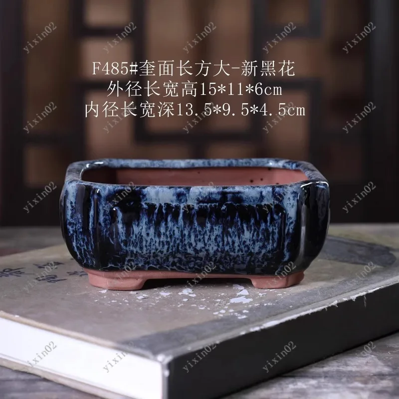 

Ceramic Bonsai Pot Rectangular Design Planter for Home Indoor Potted Plants