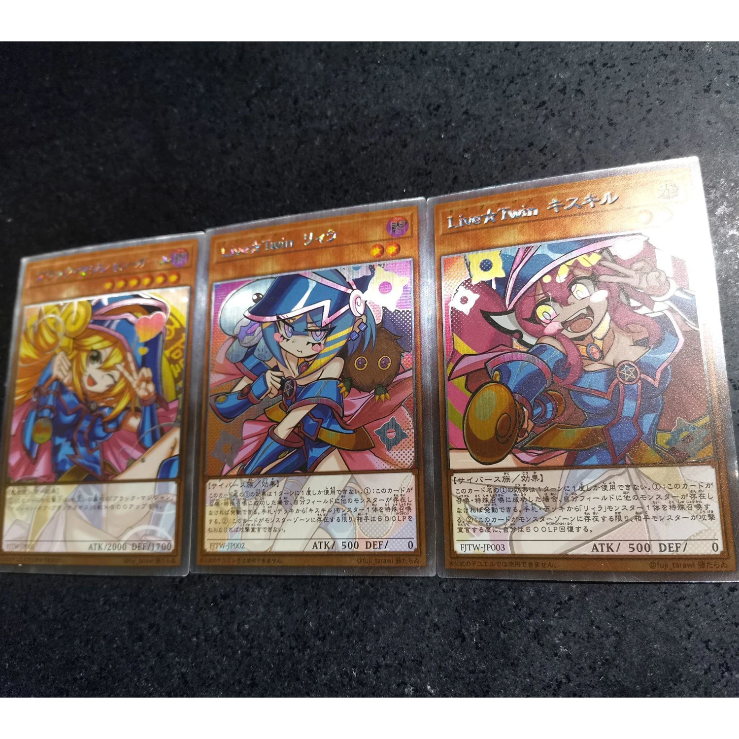 Diy Self Made 3Pcs/set First Edition Yu-Gi-Oh! Cute Dark Magician Girl Collection Card Twill Color Flash Anime Card Gift Toy